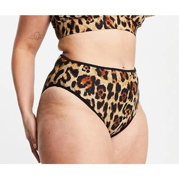 River Island Brown Leopard Print Bikini Bottom NWT Size 20 - Picture 1 of 8